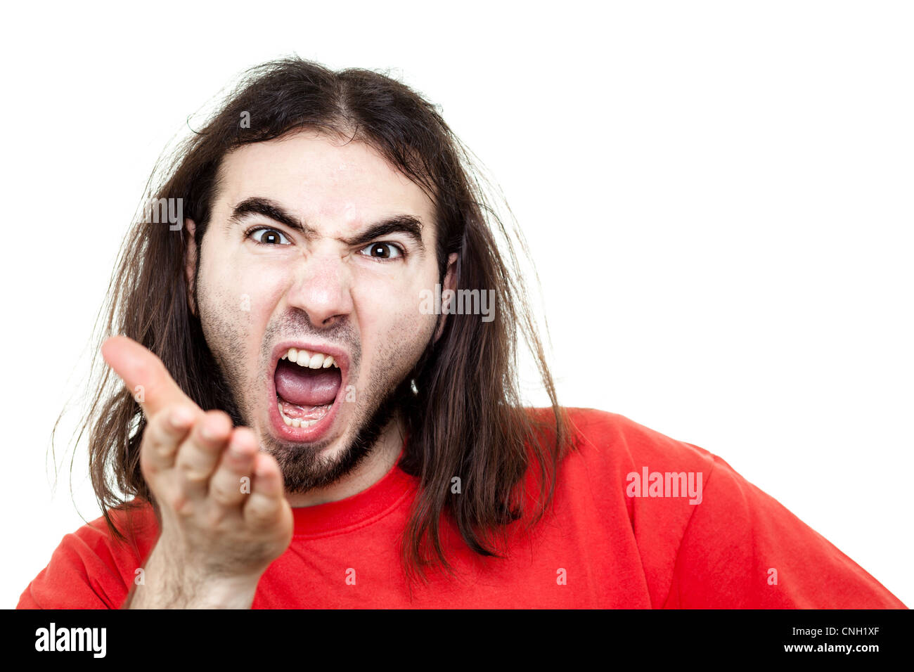 Angry mad man long hair hires stock photography and images Alamy