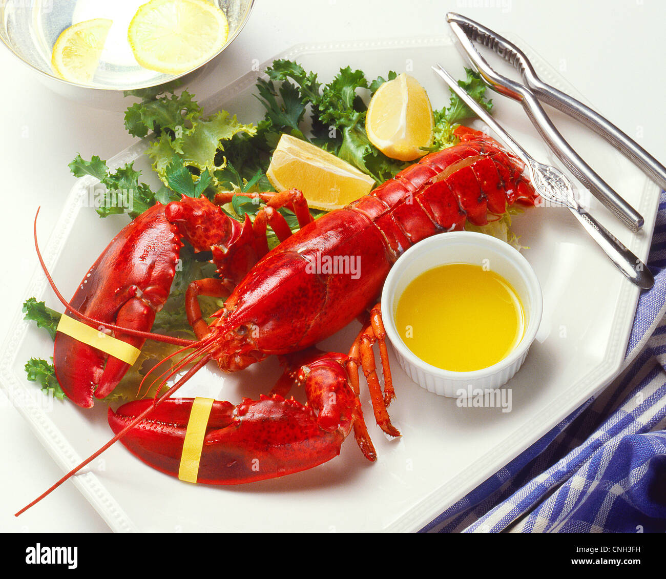 boiled lobster dinner Stock Photo