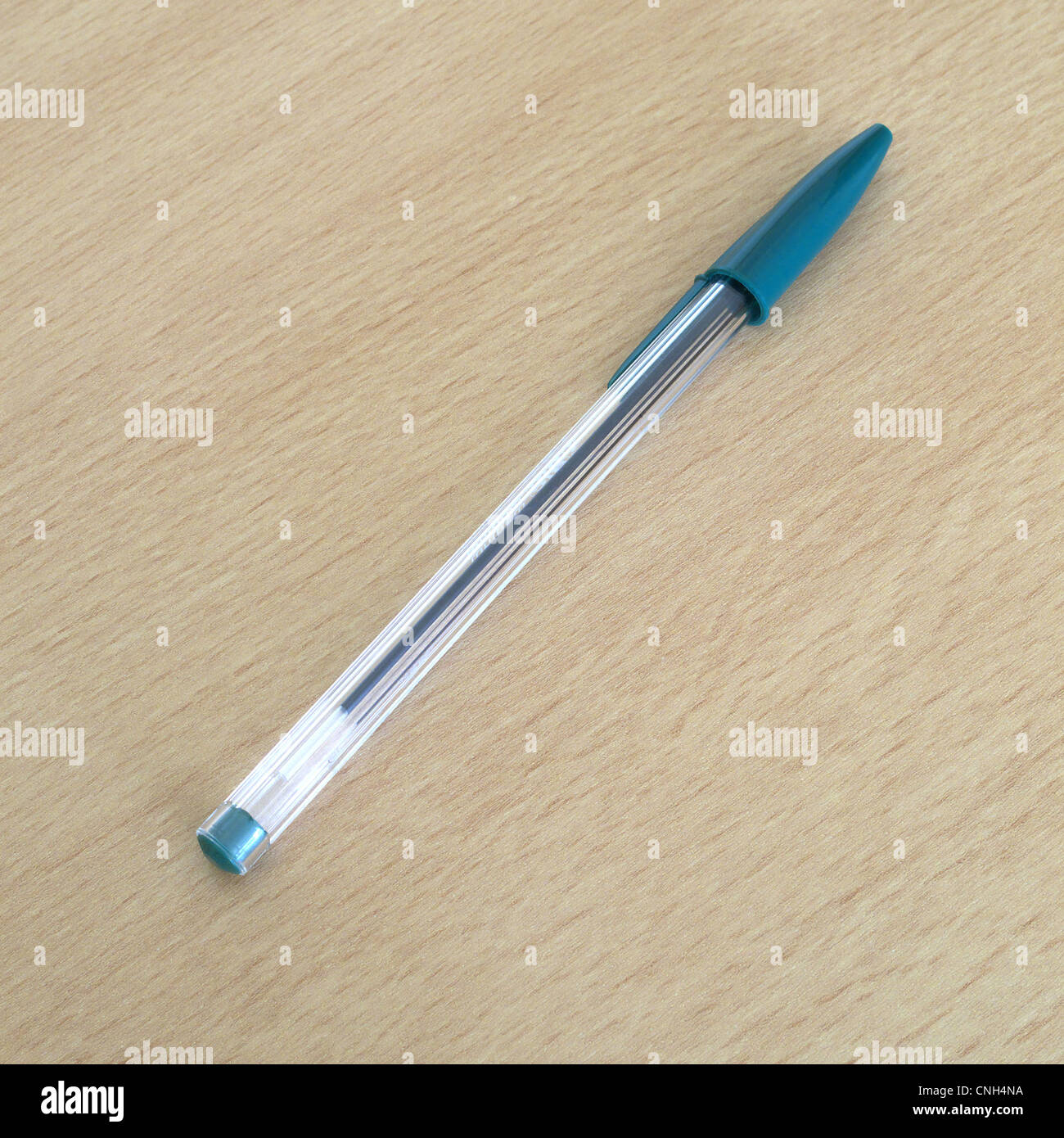 A Green Bic Biro Pen Stock Photo
