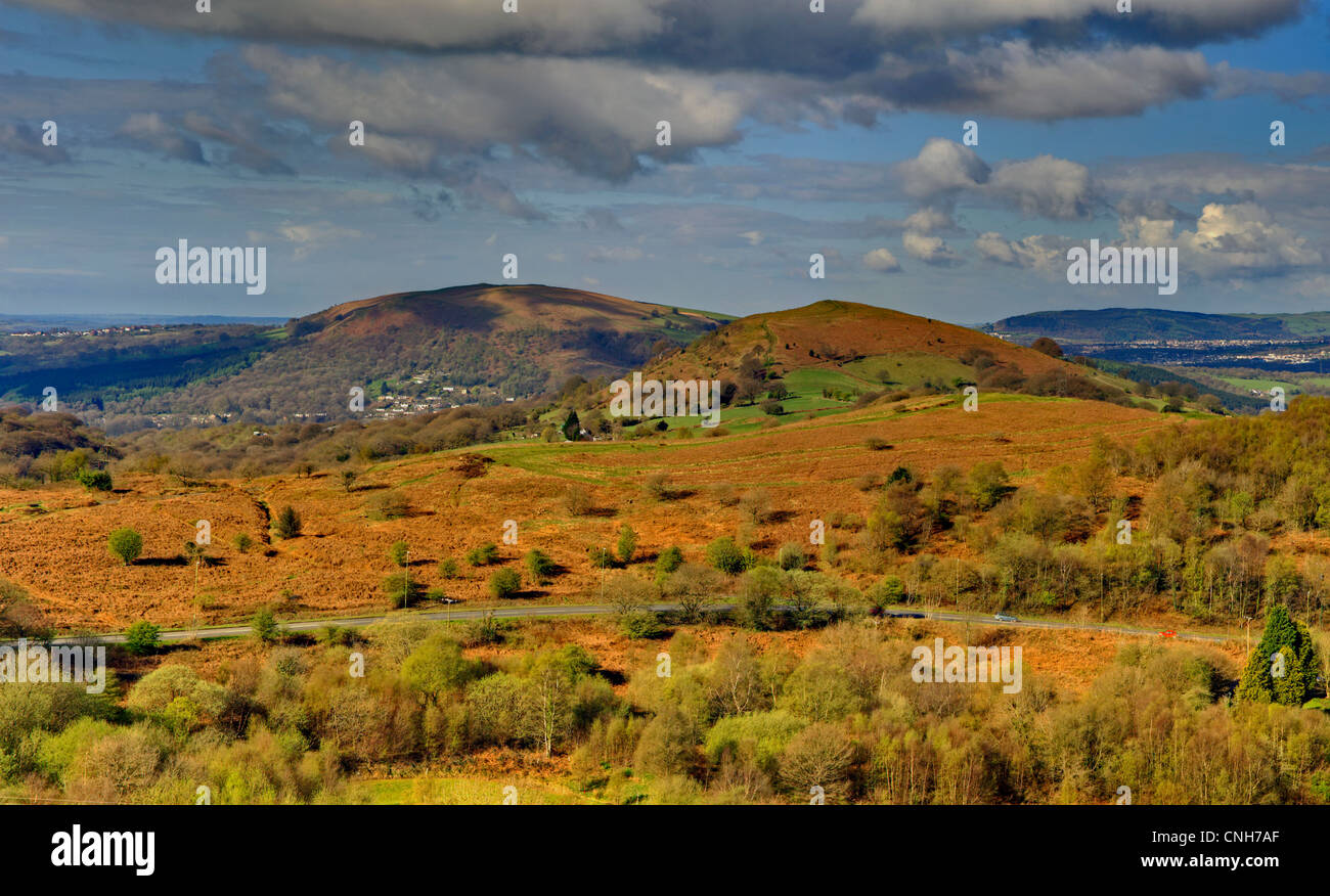 Craig Yr Allt and Garth Mountain from Caerphilly Common Stock Photo Alamy