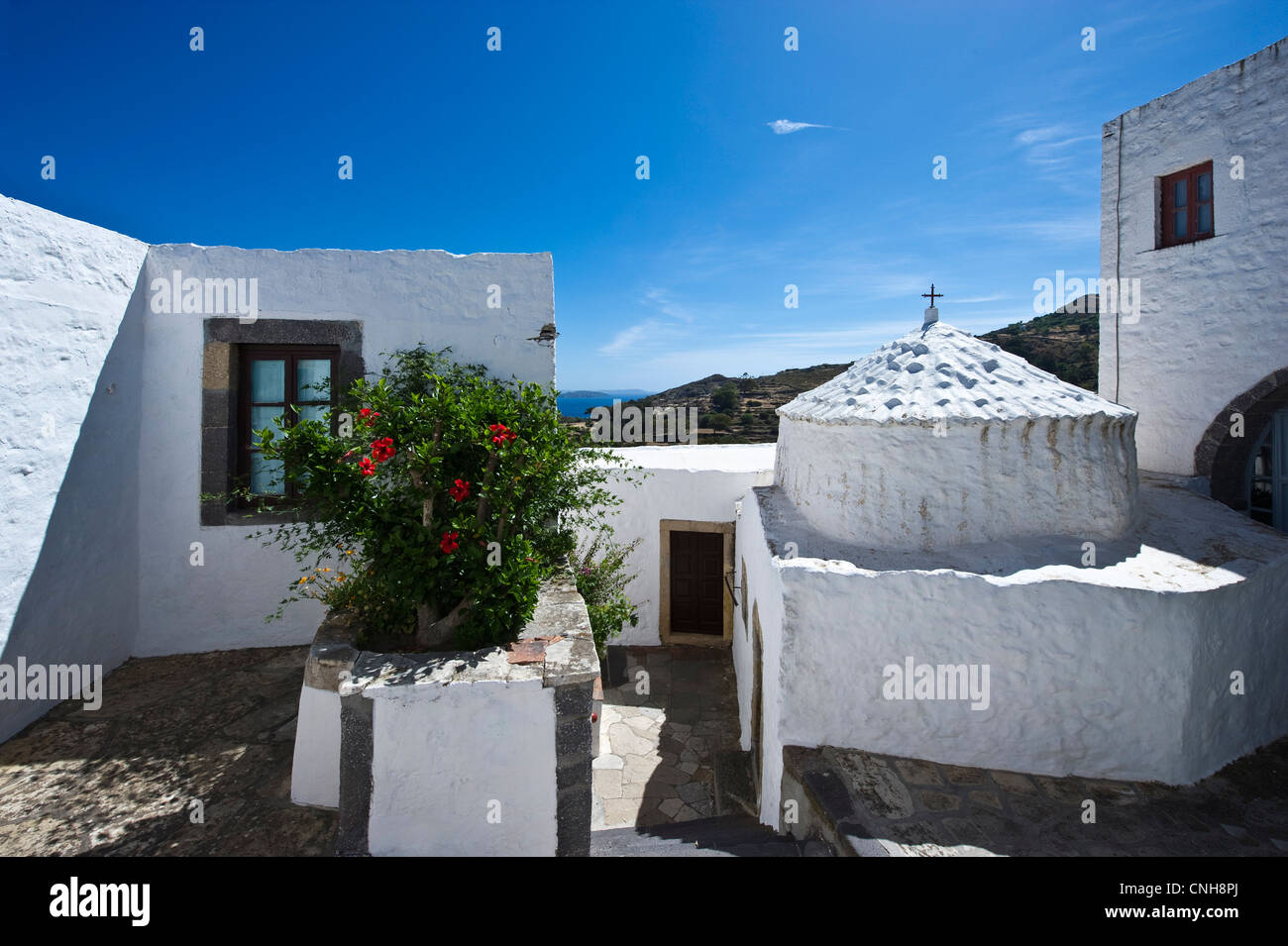 Europe Greece, Dodecanese,Patmos, the Monastry and Cave of the Apocalypsis Stock Photo