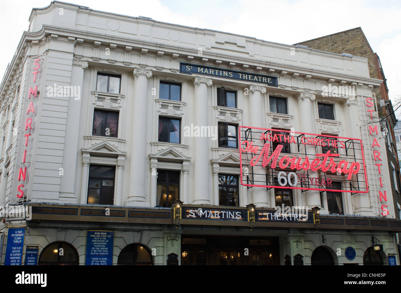 St Martin's Theatre neon sign for Agatha Christie's play The Mousetrap ...