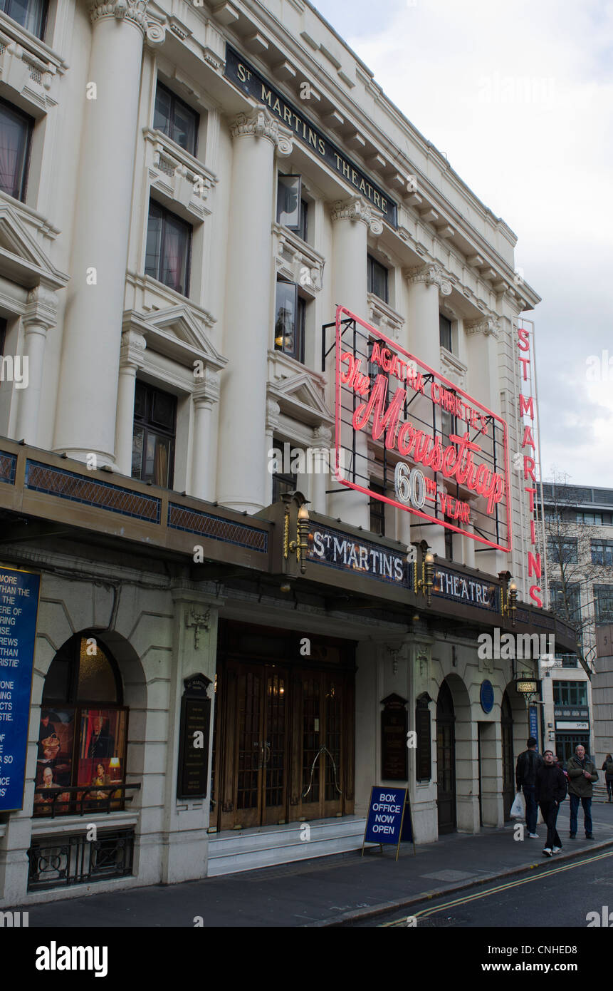 St Martin's Theatre neon sign for Agatha Christie's play The Mousetrap ...