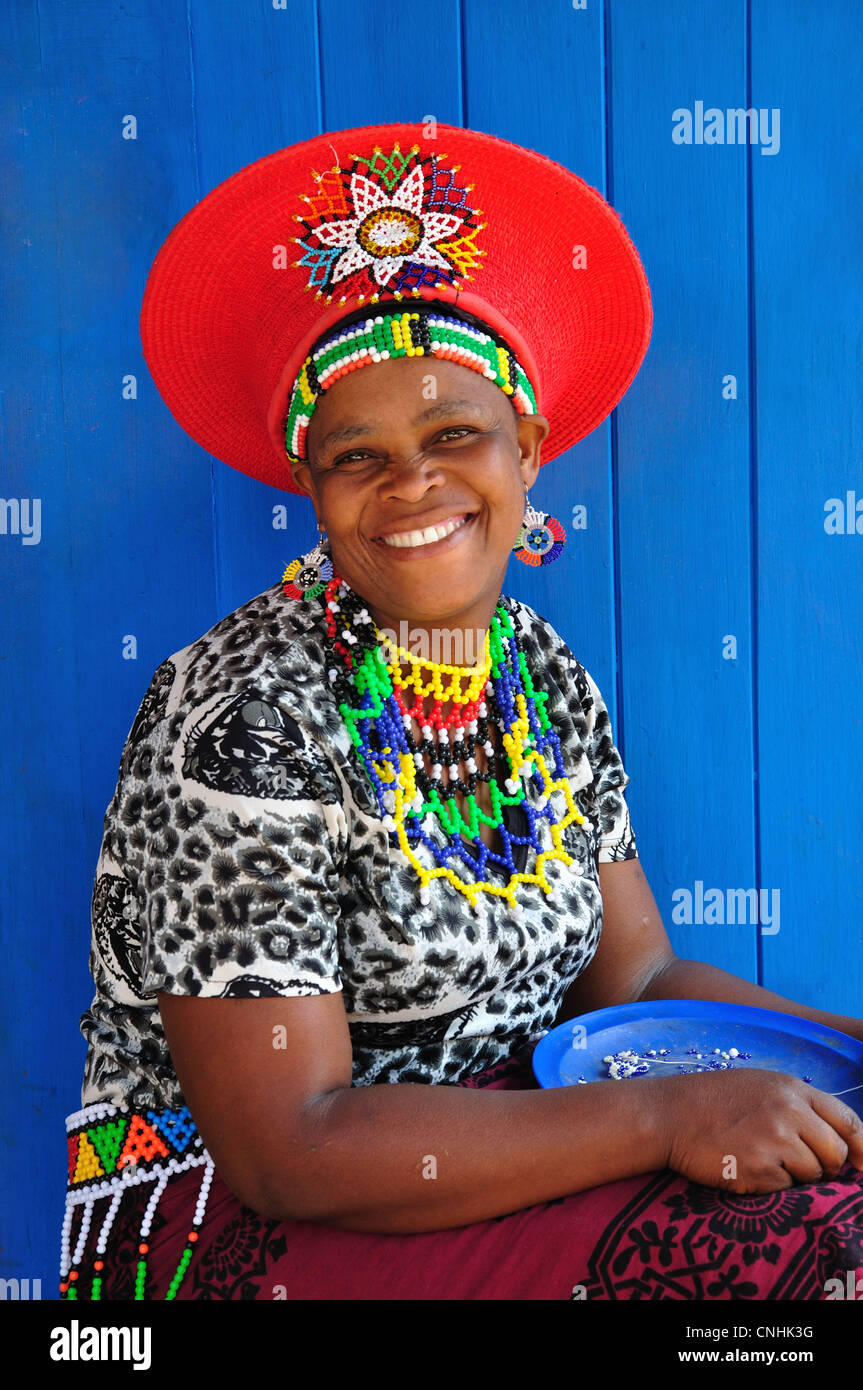 Married Zulu woman at Lesedi African Cultural village, Broederstroom, Johannesburg, Gauteng Province, Republic of South Africa Stock Photo