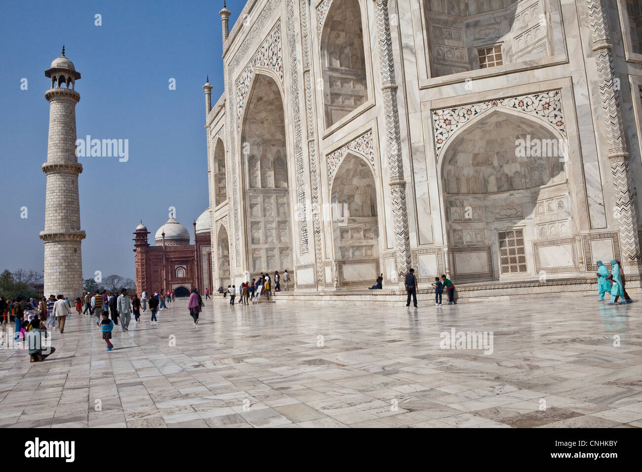 Agra, India. Taj Mahal, showing main entrance into the mausoleum. Stock Photo