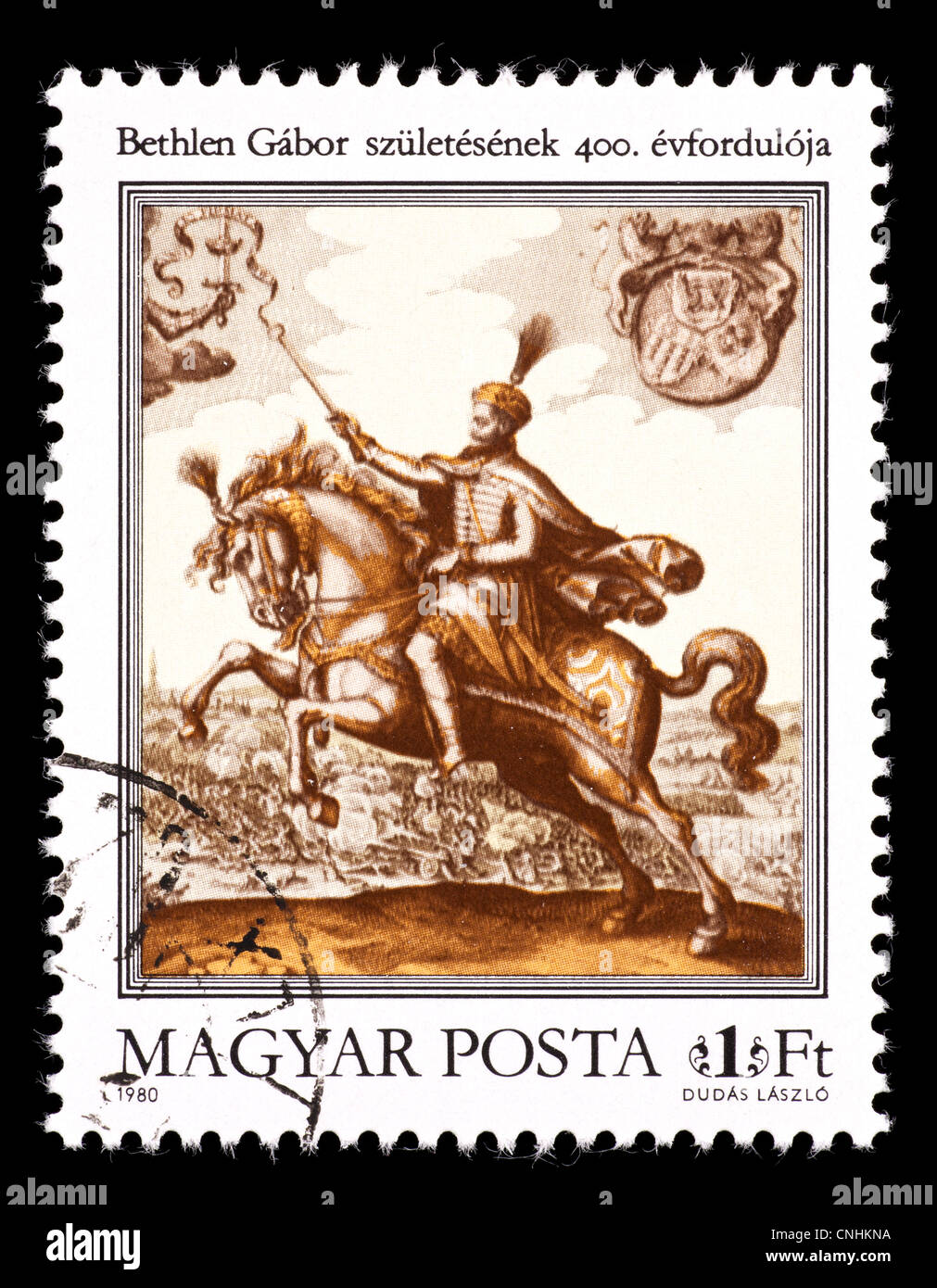 Postage stamp from Hungary depicting Gabor Bethlen, prince of Transylvania and King of Hungary. Stock Photo