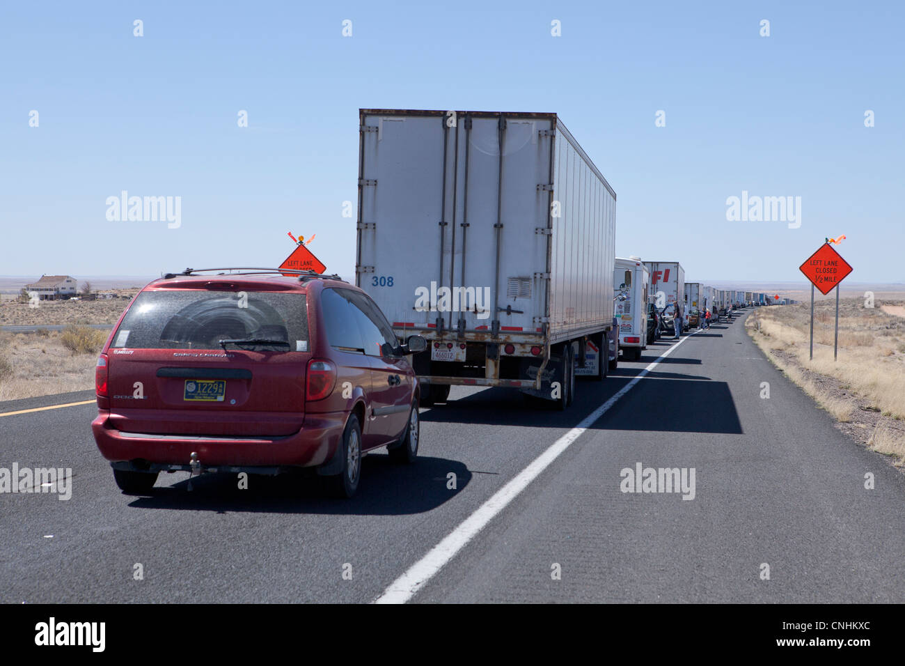 US highway traffic backup Stock Photo