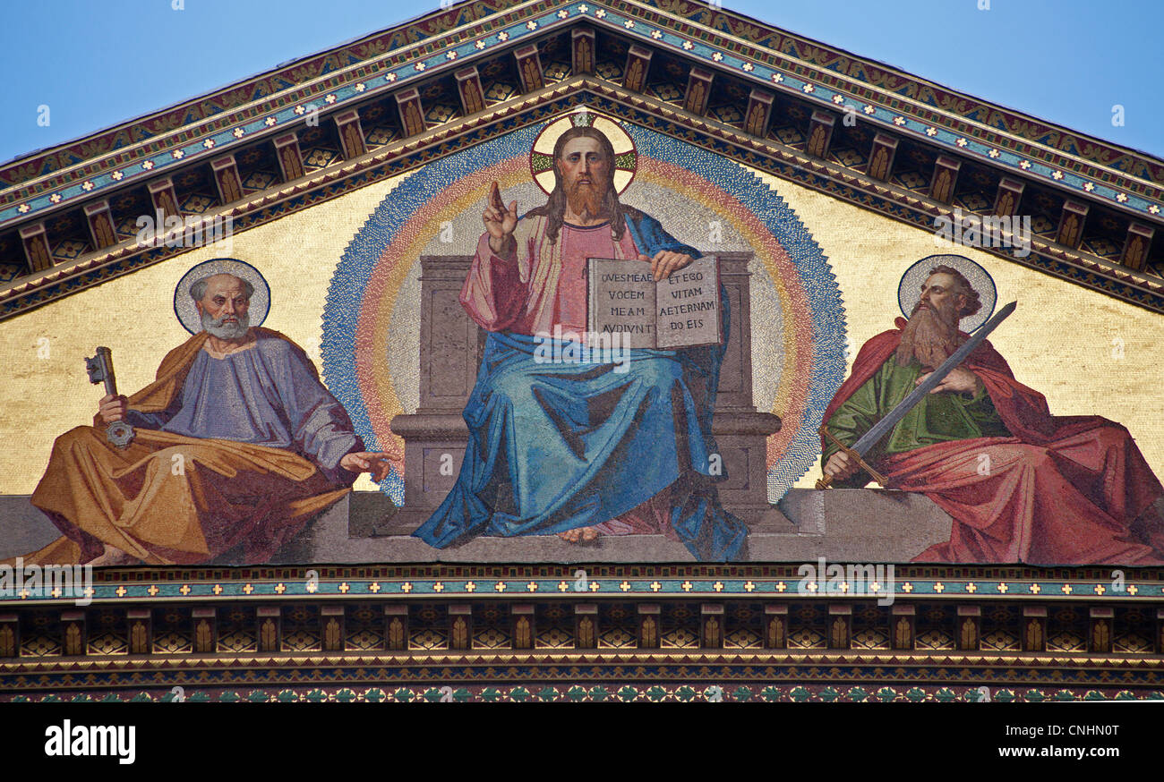 Rome - Jesus Christ the Teacher - mosaic from facade of Saint Paul s basilica - St. Paolo fuori le mura basilica Stock Photo