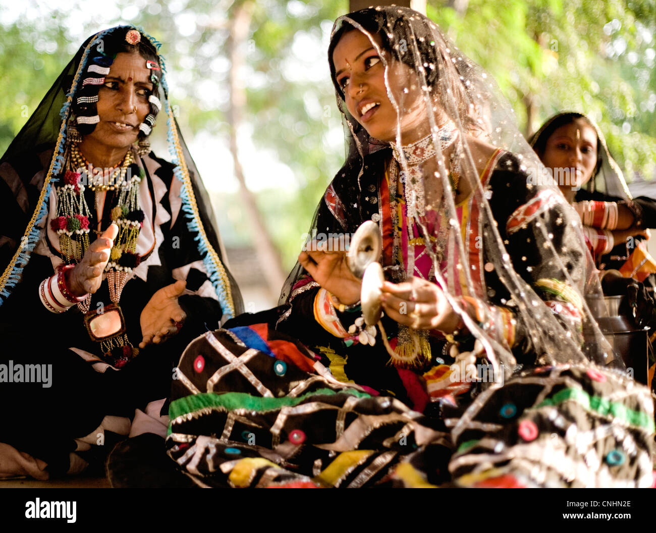 Kalbeliya  gypsies performing at Udaipur Stock Photo