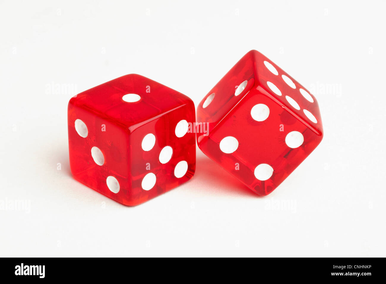Two red dice Stock Photo