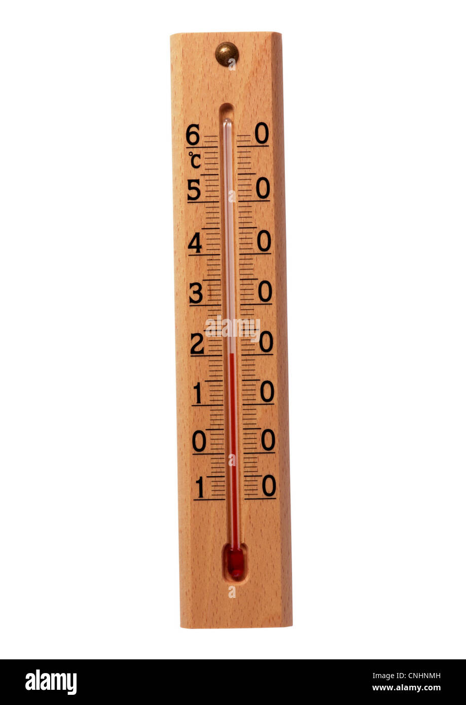 Wooden thermometer isolated Stock Photo