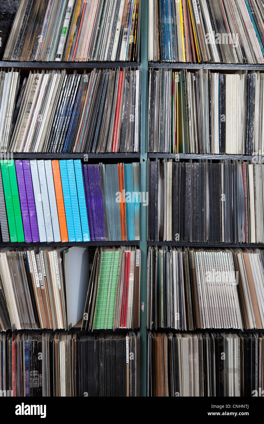Rows of records on shelves Stock Photo - Alamy