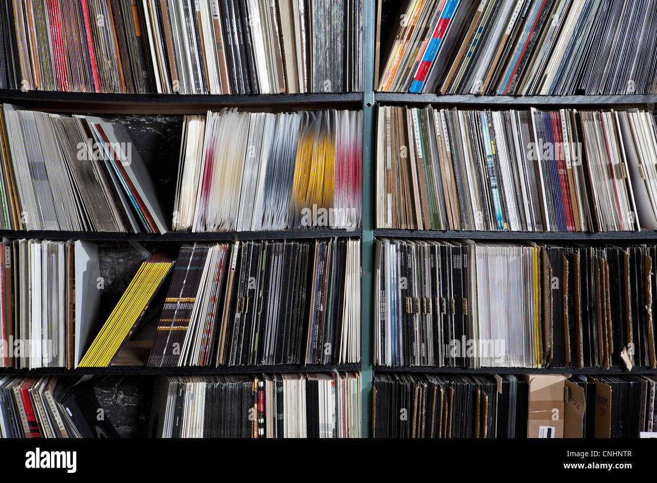 Rows of records on shelves Stock Photo Alamy
