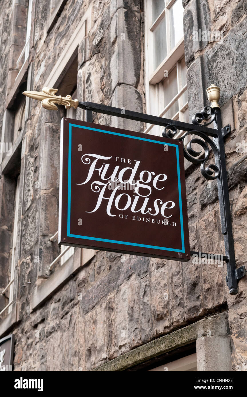 A sign over Edinburgh's famous Fudge House Stock Photo Alamy