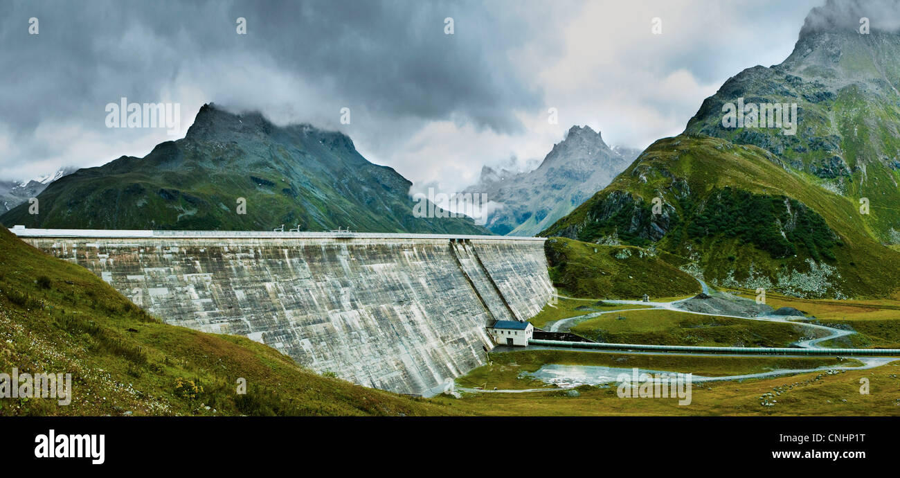 A dam amongst the mountains of Tirol, Austria Stock Photo