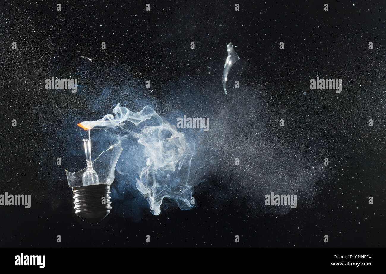 An exploded light bulb Stock Photo Alamy