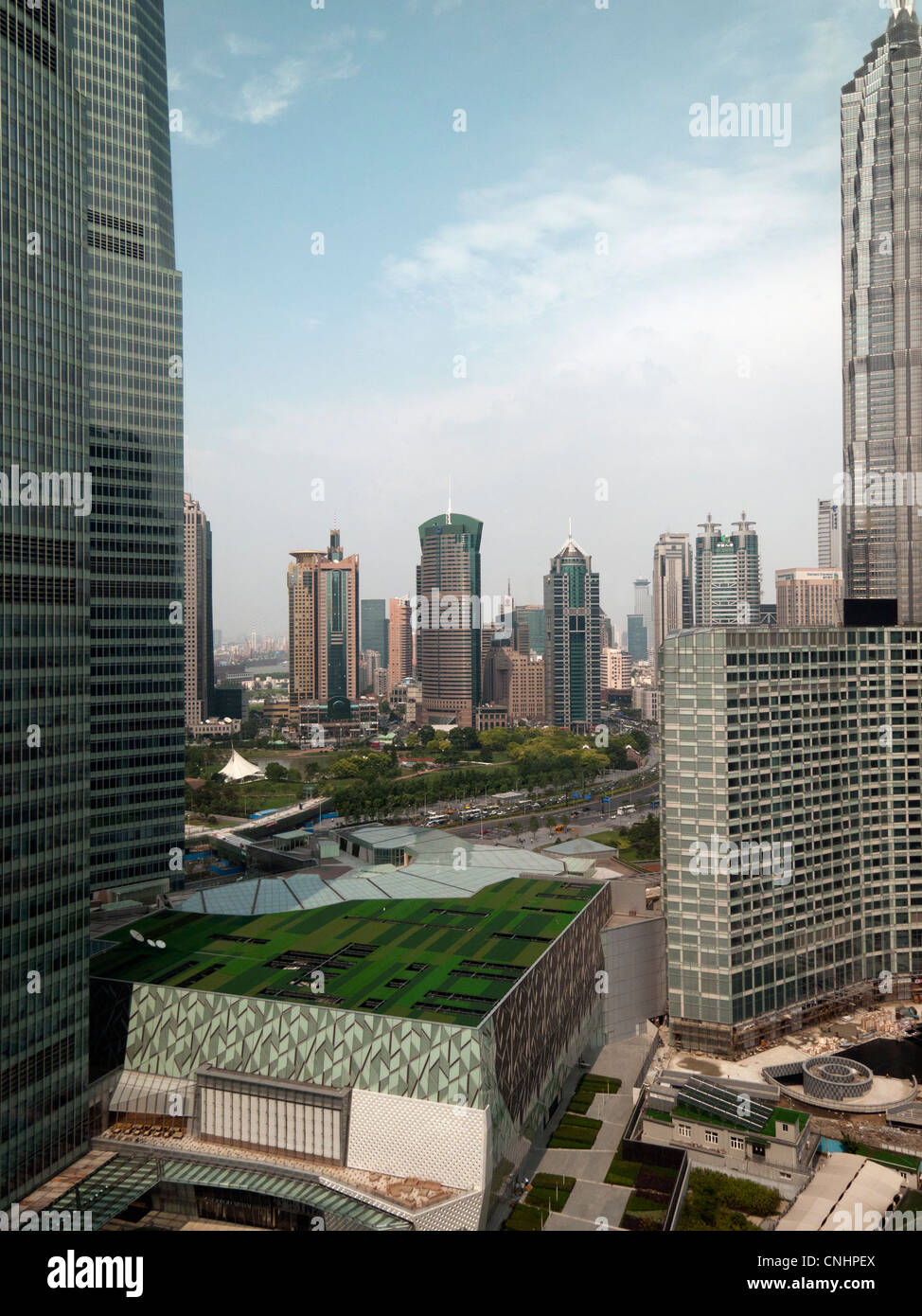 A roof garden in downtown Shanghai, China Stock Photo