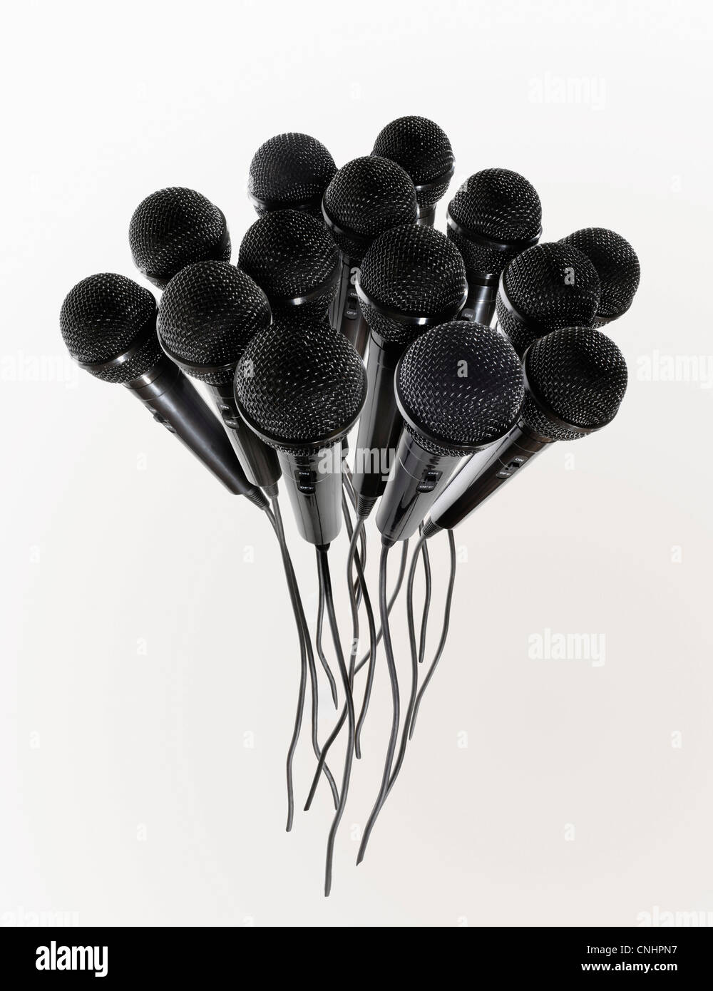 Group of microphones Stock Photo