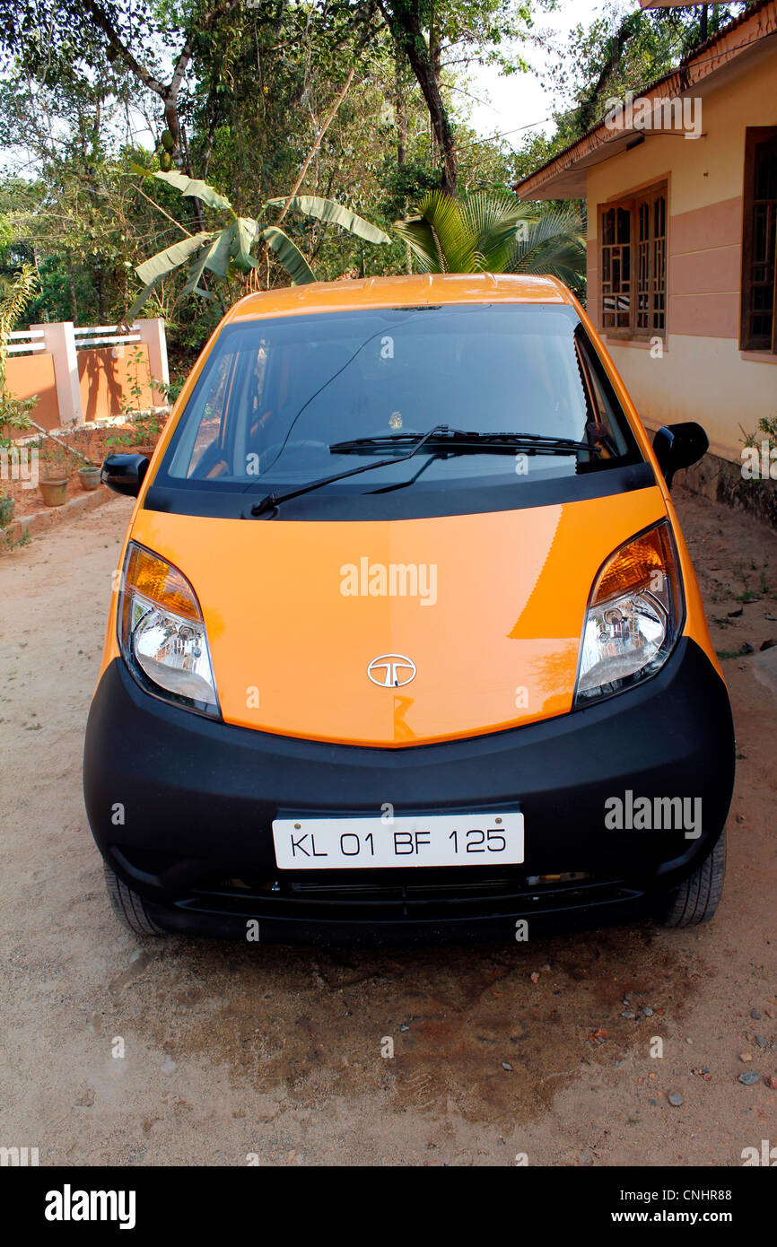 Tata Nano; small car also called the one-lakh car Stock Photo