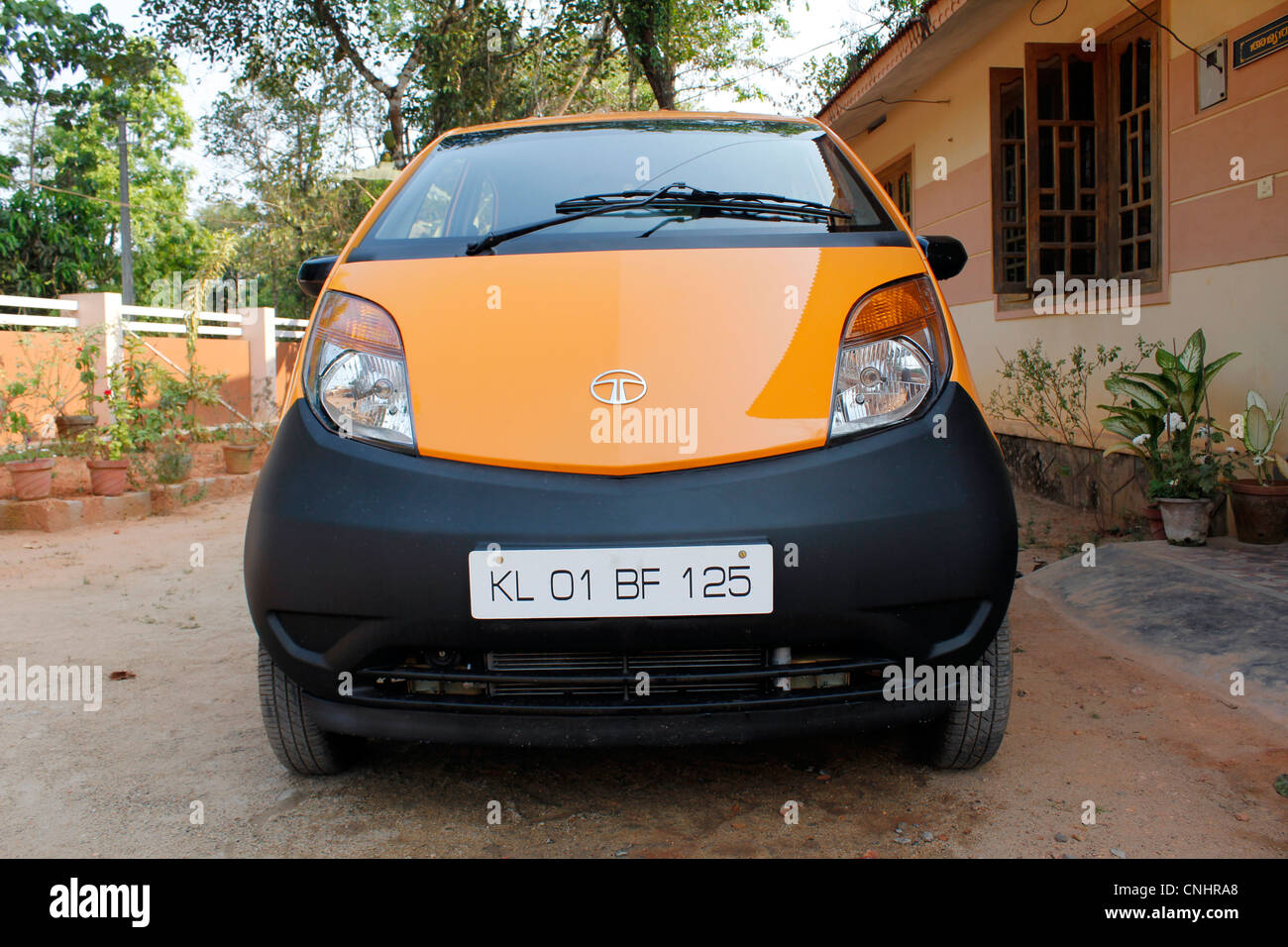 Tata Nano; small car also called the one-lakh car Stock Photo