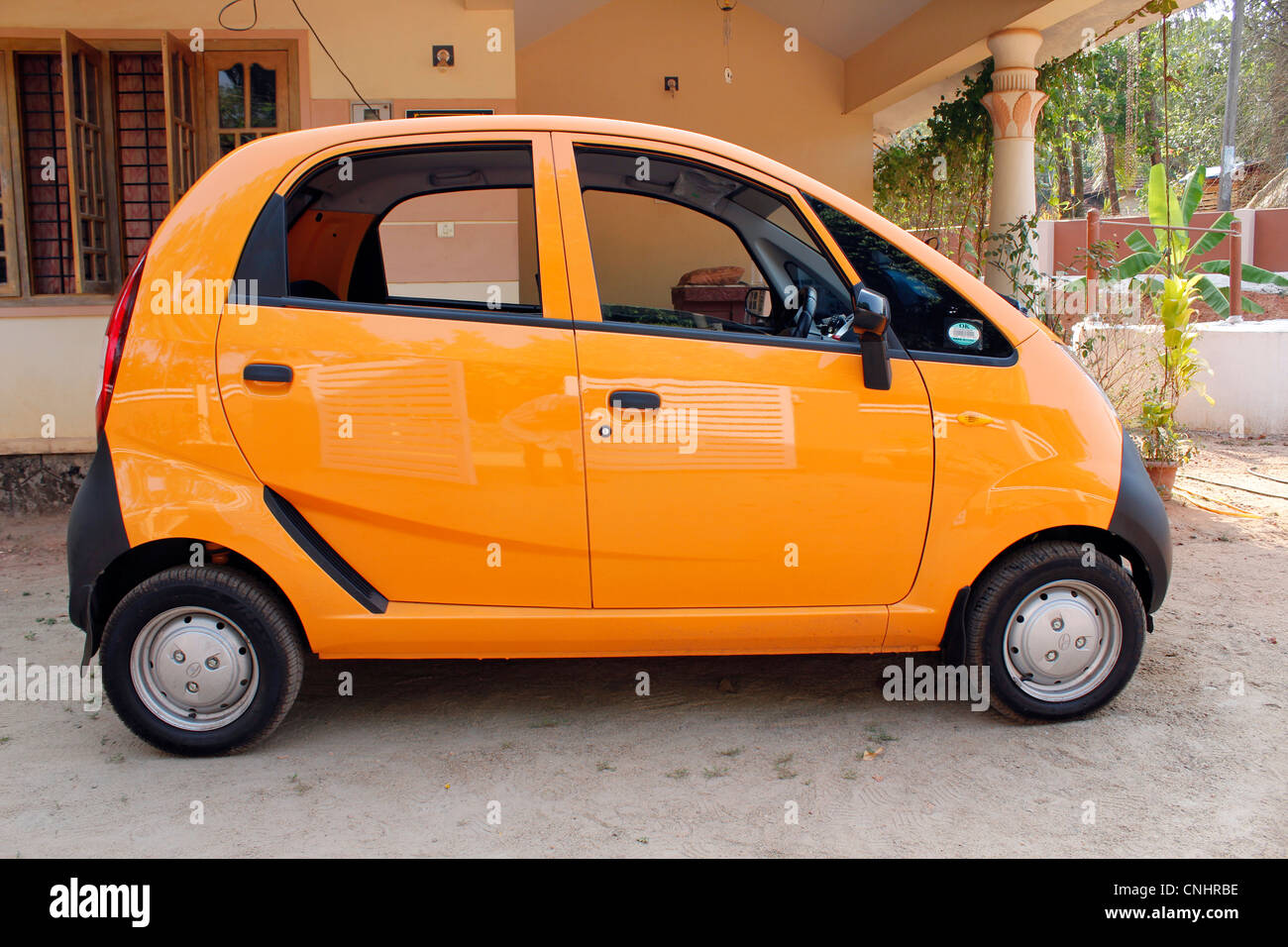 Tata Nano; small car also called the one-lakh car Stock Photo