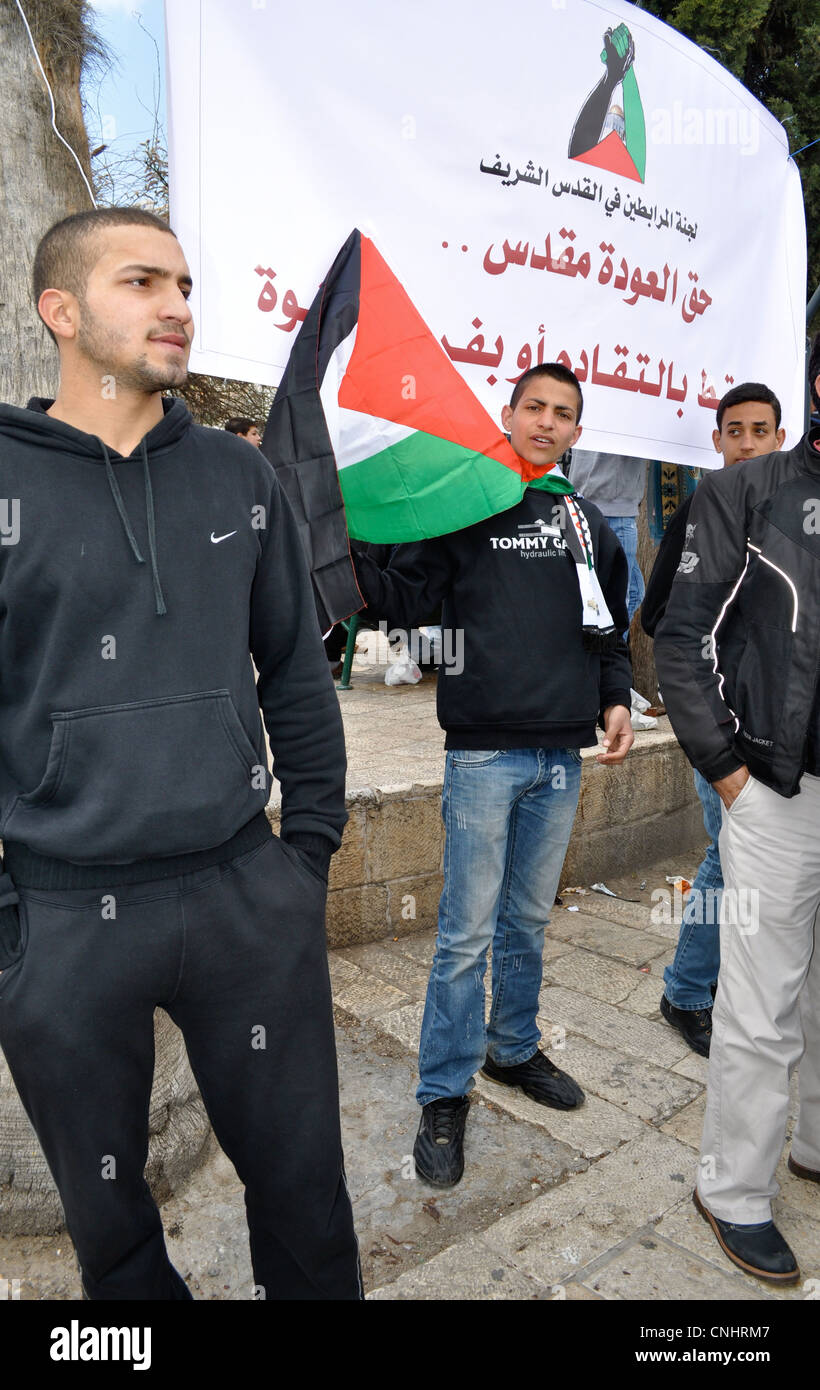 Palestinian Land Day, 30 March 2012, Damascus Gate, East Jerusalem, West Bank, Palestine, occupation and land grab protests Stock Photo