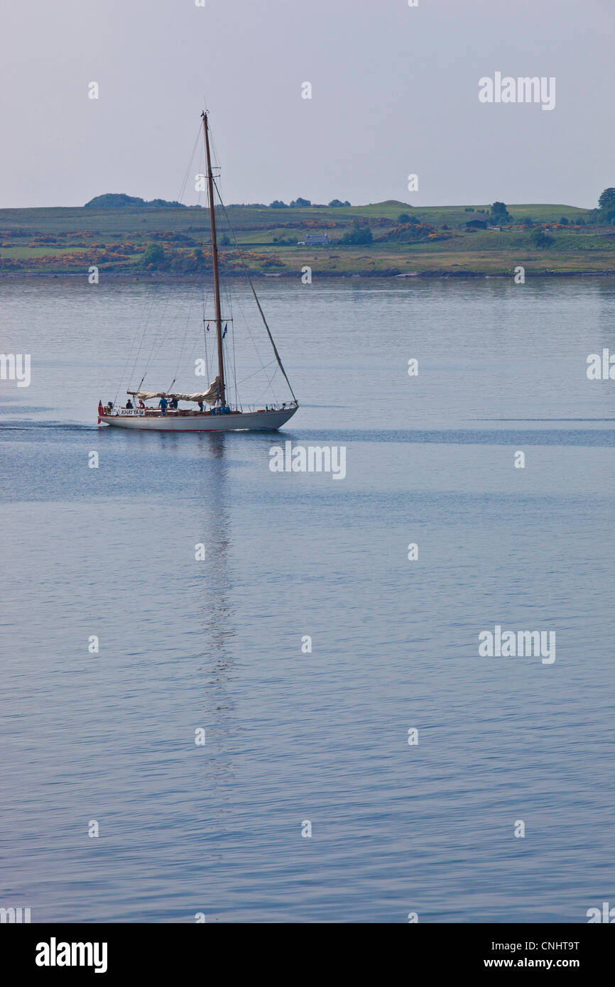 A sail boat taken fro the ferry to the Island of Mull near Oban, Scotland Stock Photo