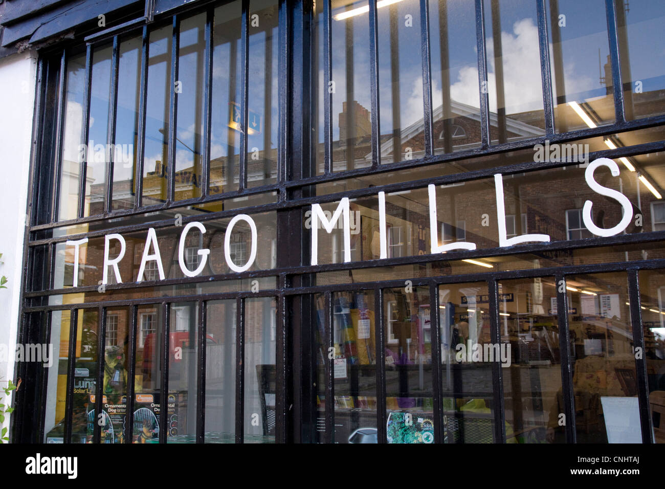 The sign for Trago Mills department store Falmouth Cornwall Stock Photo