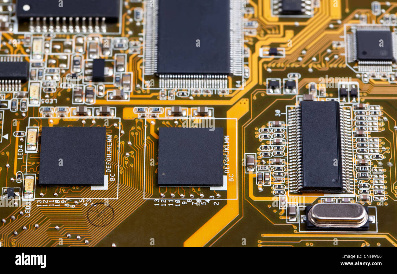 Laptop motherboard yellow close view on details Stock Photo Alamy