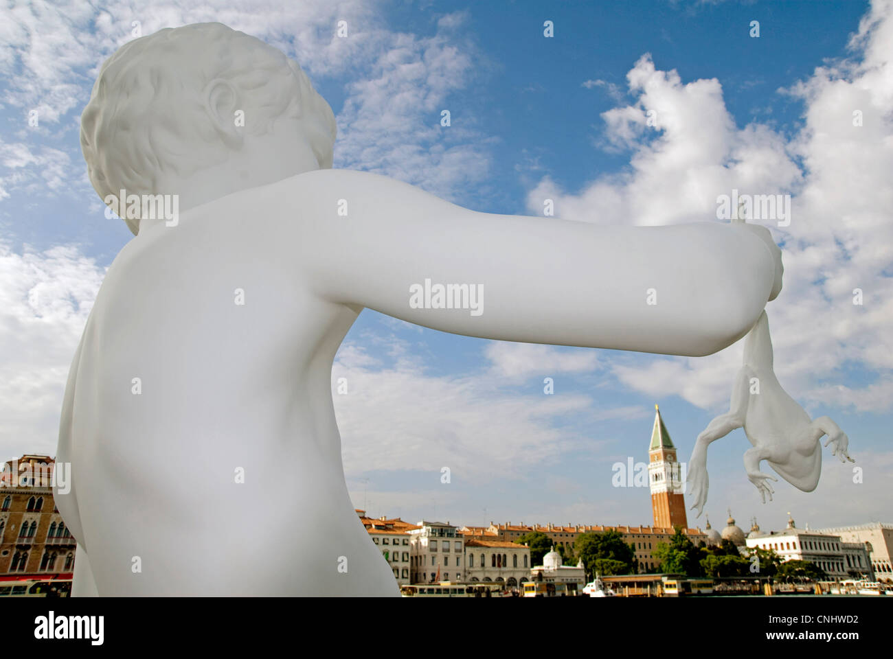 Boy with Frog, sculpture by Charles Ray, Punta della Dogana, Venice, Italy, Europe Stock Photo
