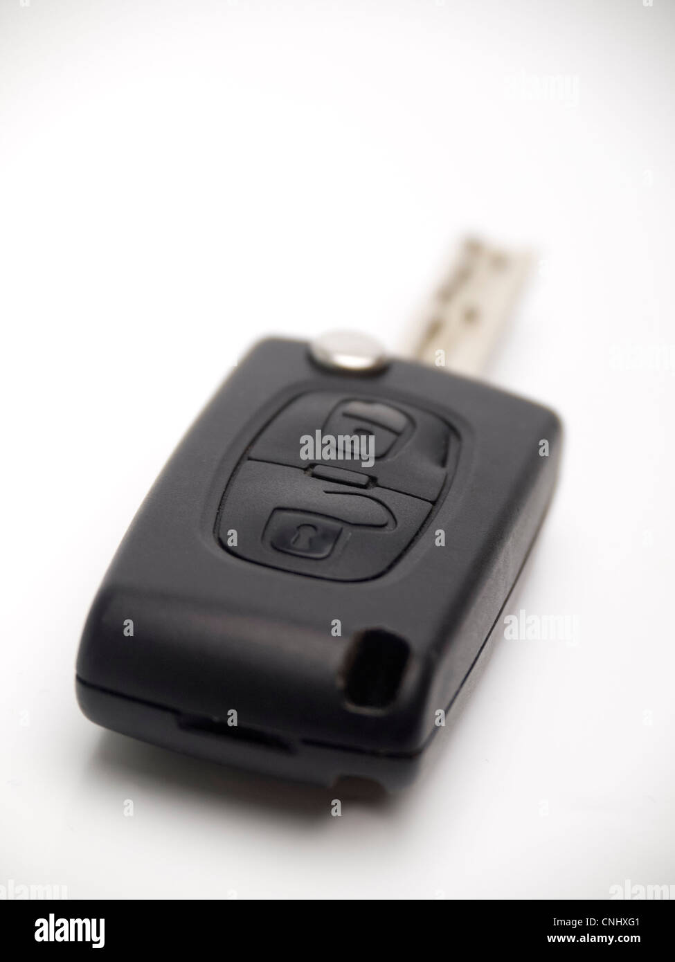 Car keys with remote lock unlock buttons - selective focus Stock Photo