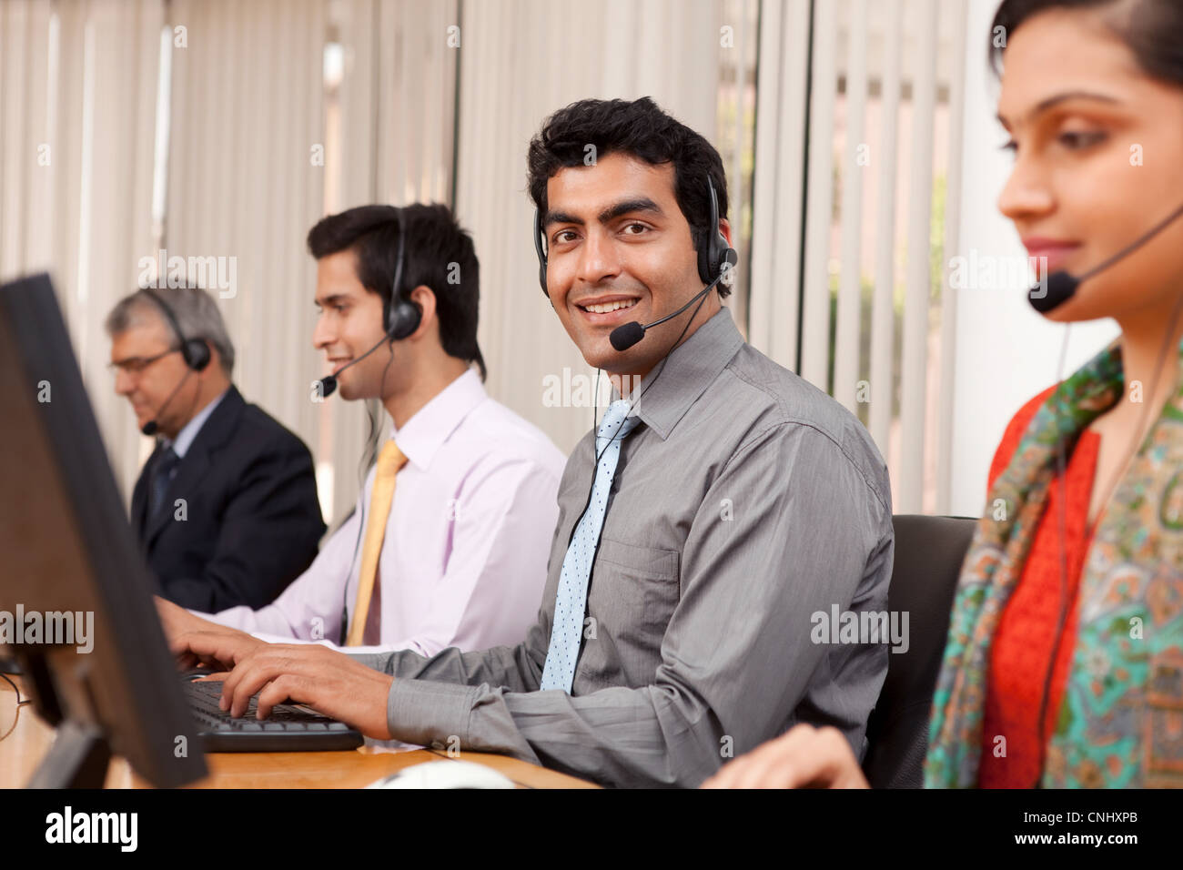 Portrait of a call center agent Stock Photo