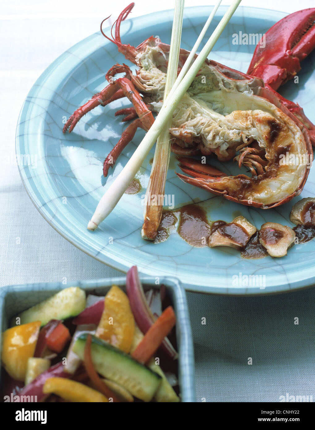 Lobster with marinaded vegetables Stock Photo Alamy