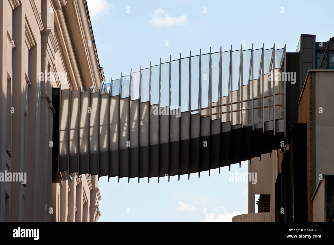 Twisted bridge called the Bridge of Aspirations which connects the Opera House to the Royal Ballet School, London, UK Stock Photo