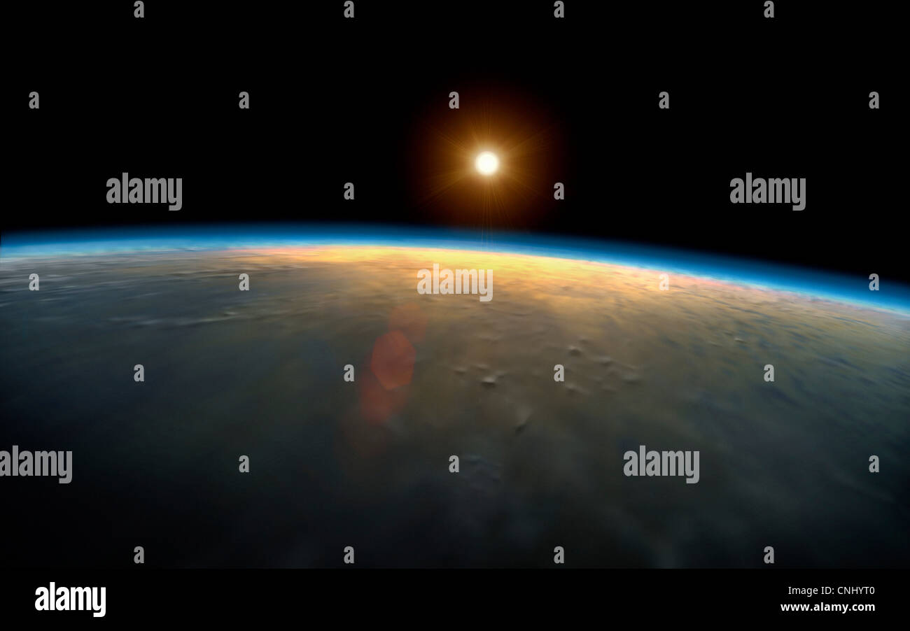 Sunrise over planet earth Stock Photo