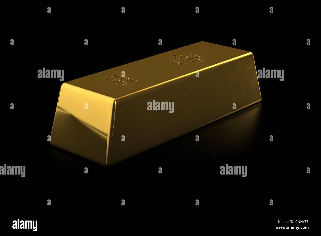Fine gold bar on black background Stock Photo