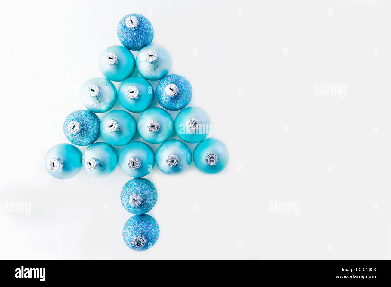 Christmas tree made of blue christmas baubles Stock Photo