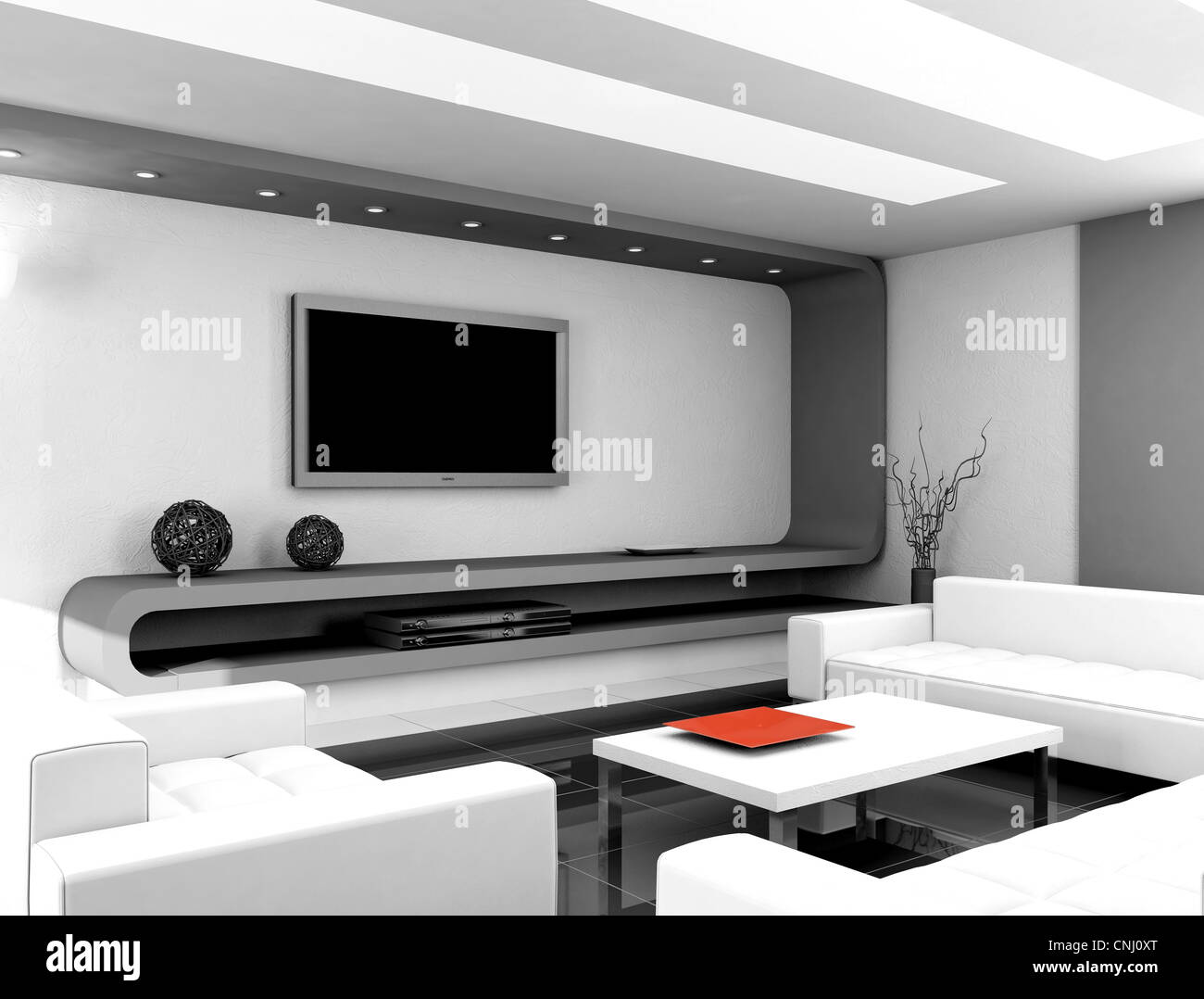 Modern design interior of livingroom. 3D render Stock Photo Alamy