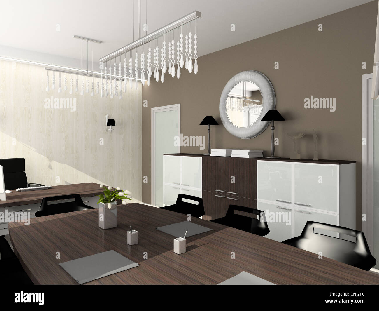 Modern design interior of office. 3D render Stock Photo - Alamy