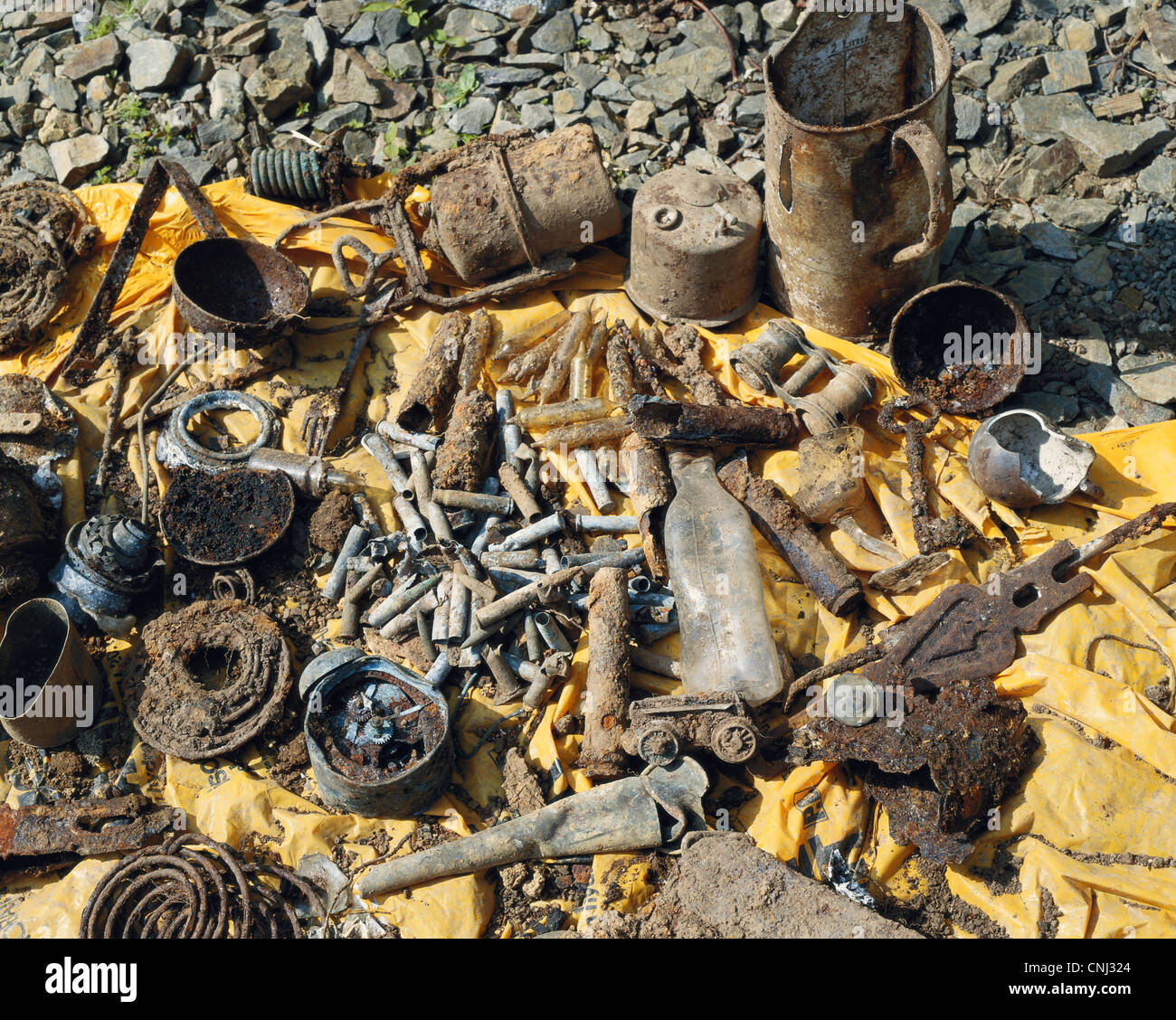 Old ammunition and relics dug up in Normandy garden Stock Photo Alamy