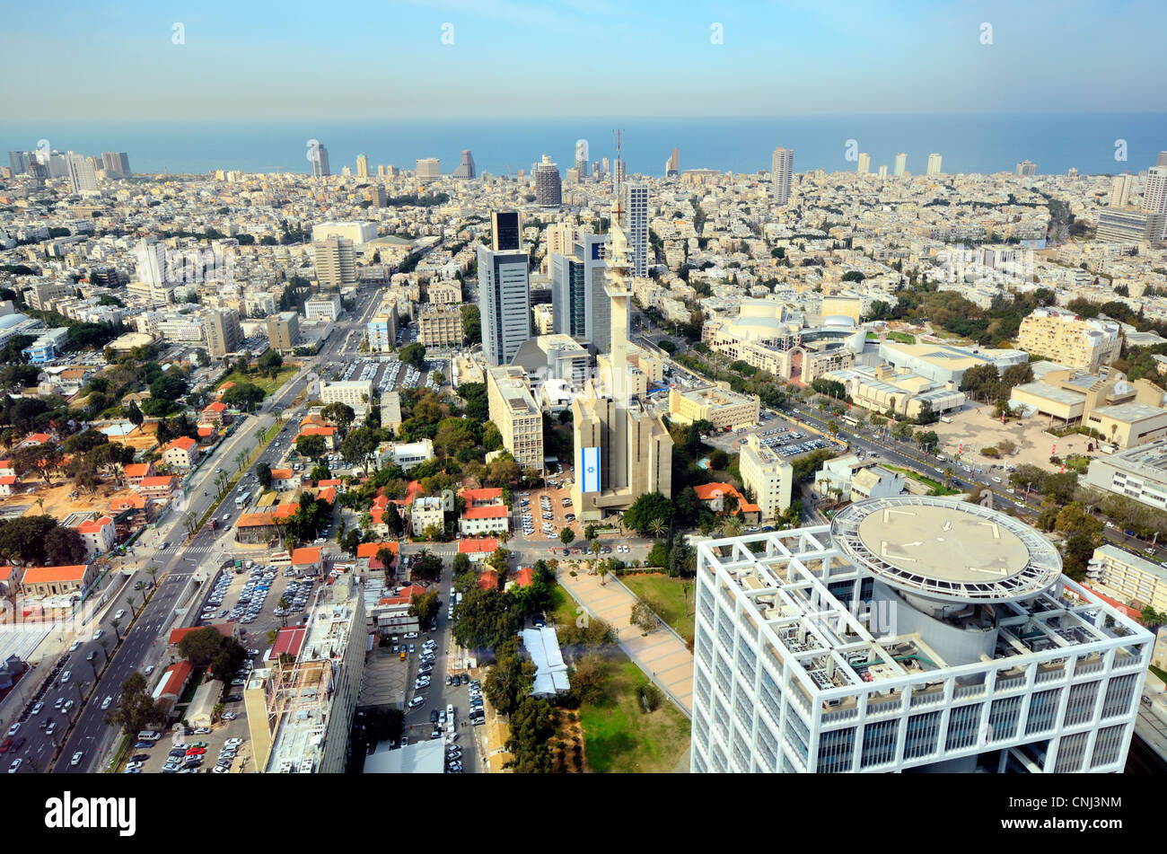 Aerial skyline of Tel Aviv, Israel. Stock Photo