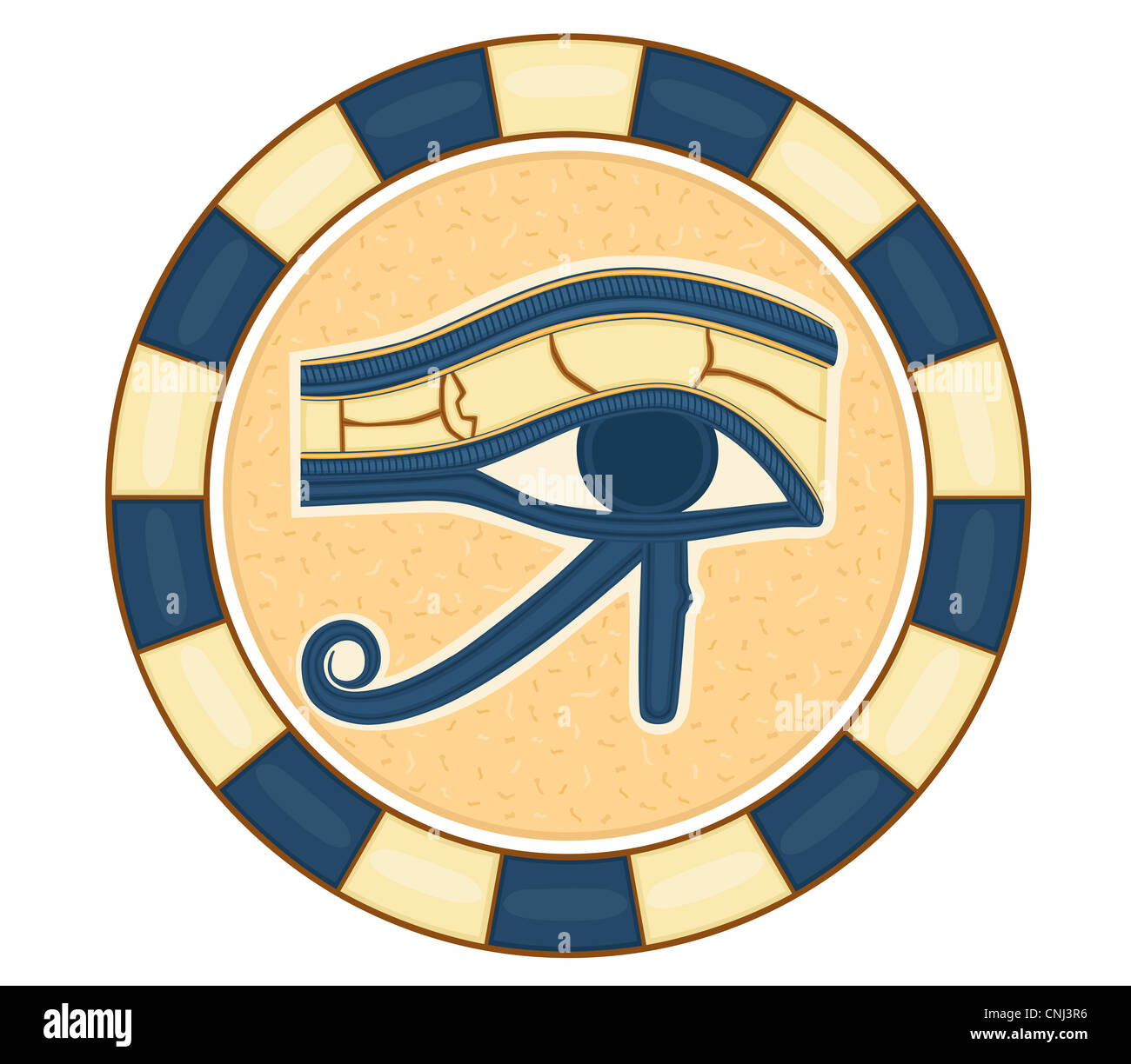 The Eye of Horus (Eye of Ra, Wadjet) believed by ancient Egyptians to have healing and protective powers. Stock Photo