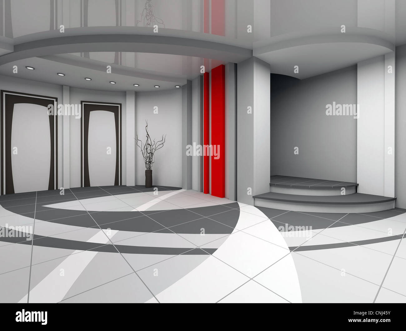 Modern design interior of hall. 3D render Stock Photo - Alamy