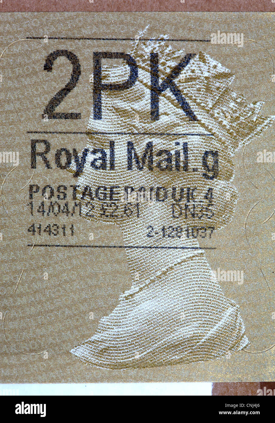 Royal Mail Second Class Parcel Postage Stamp Stock Photo Alamy