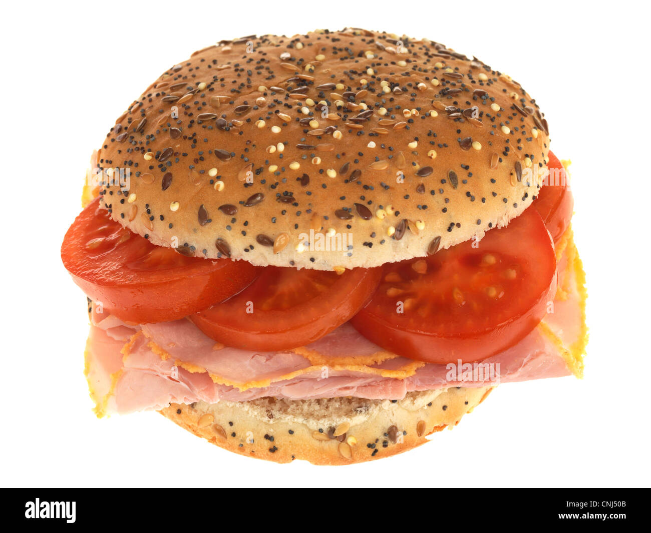 Ham and Tomato Bread Roll Stock Photo