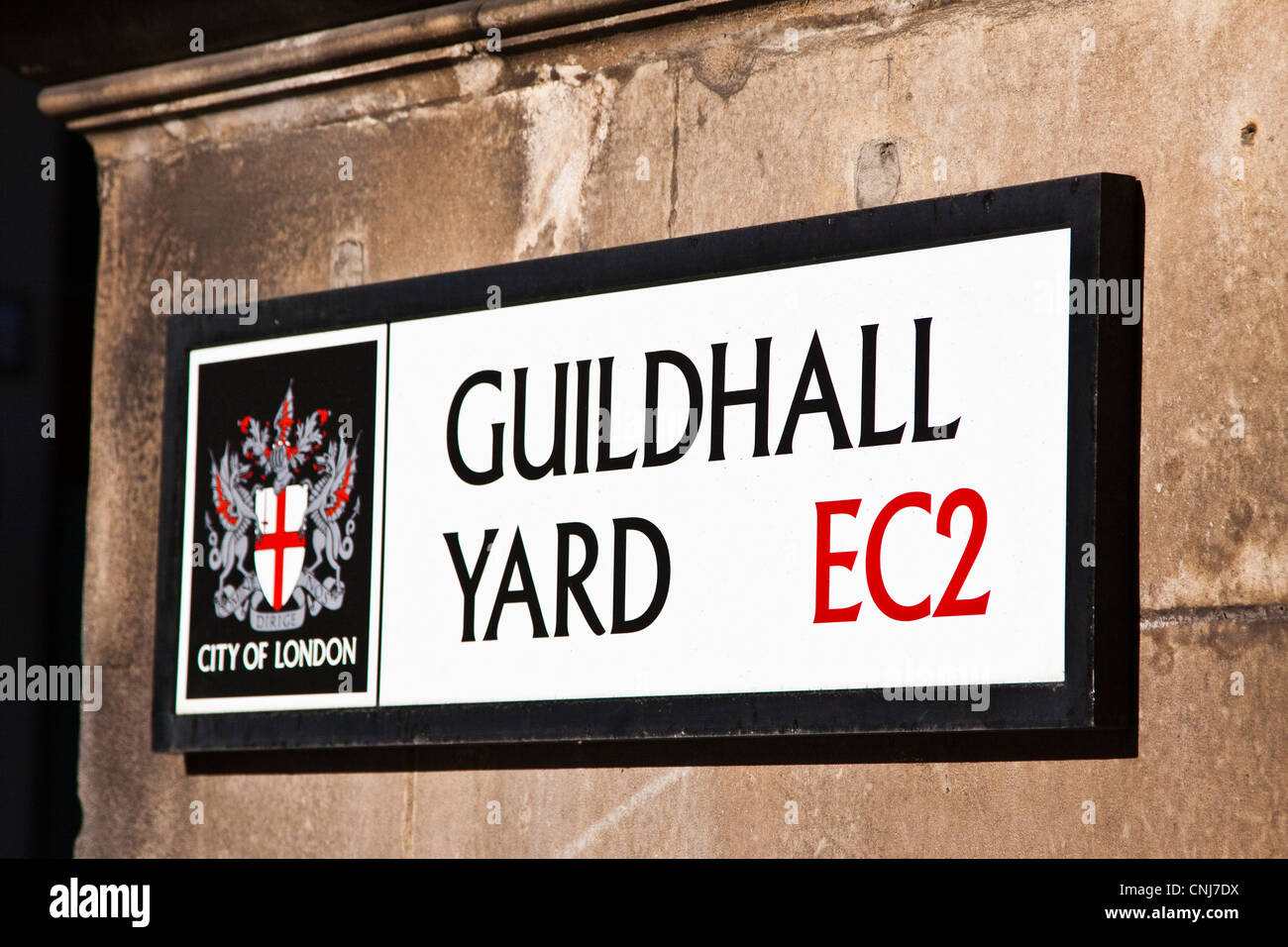 Guildhall Yard Street Sign Stock Photo