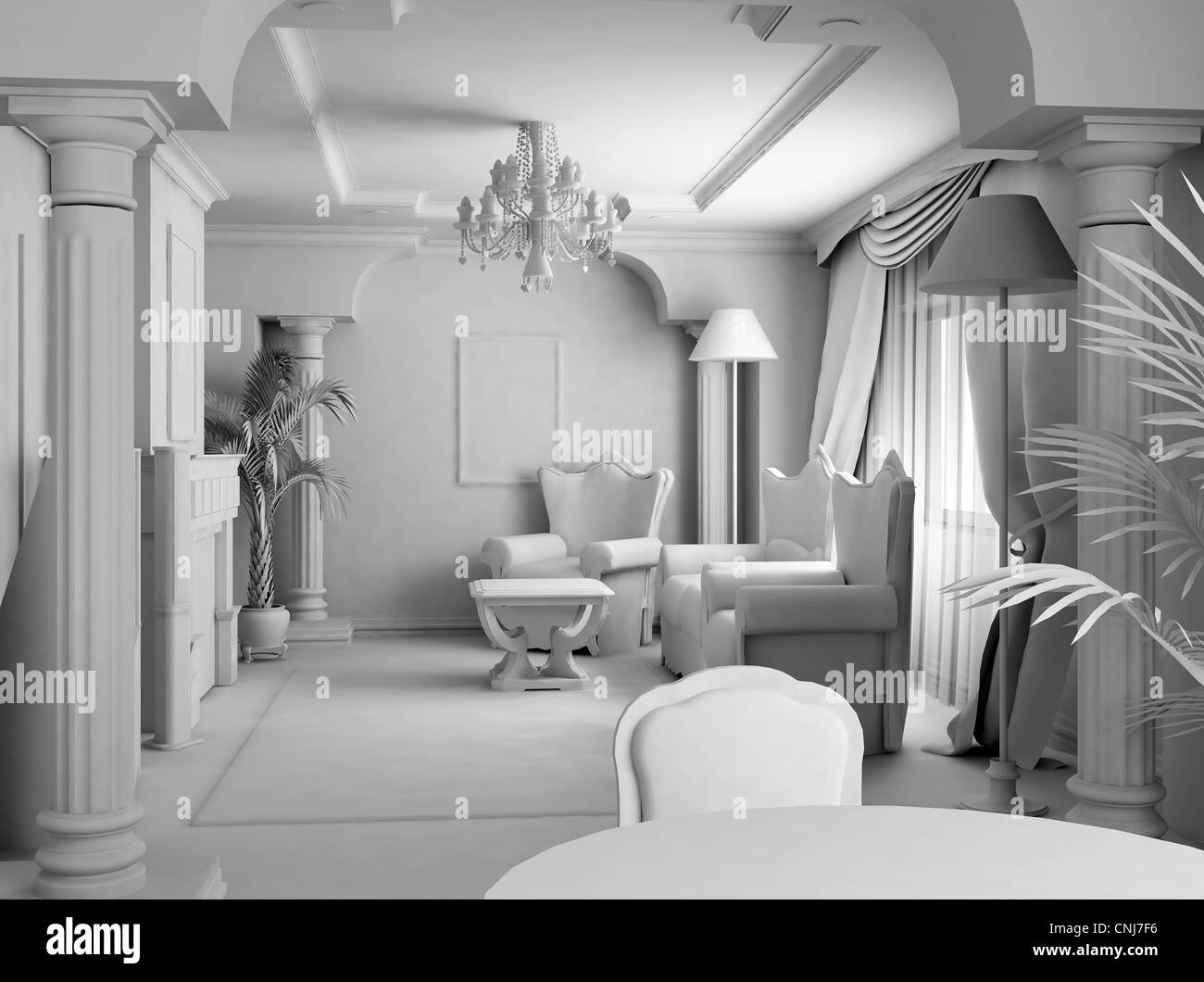 3D render. White room. Stock Photo