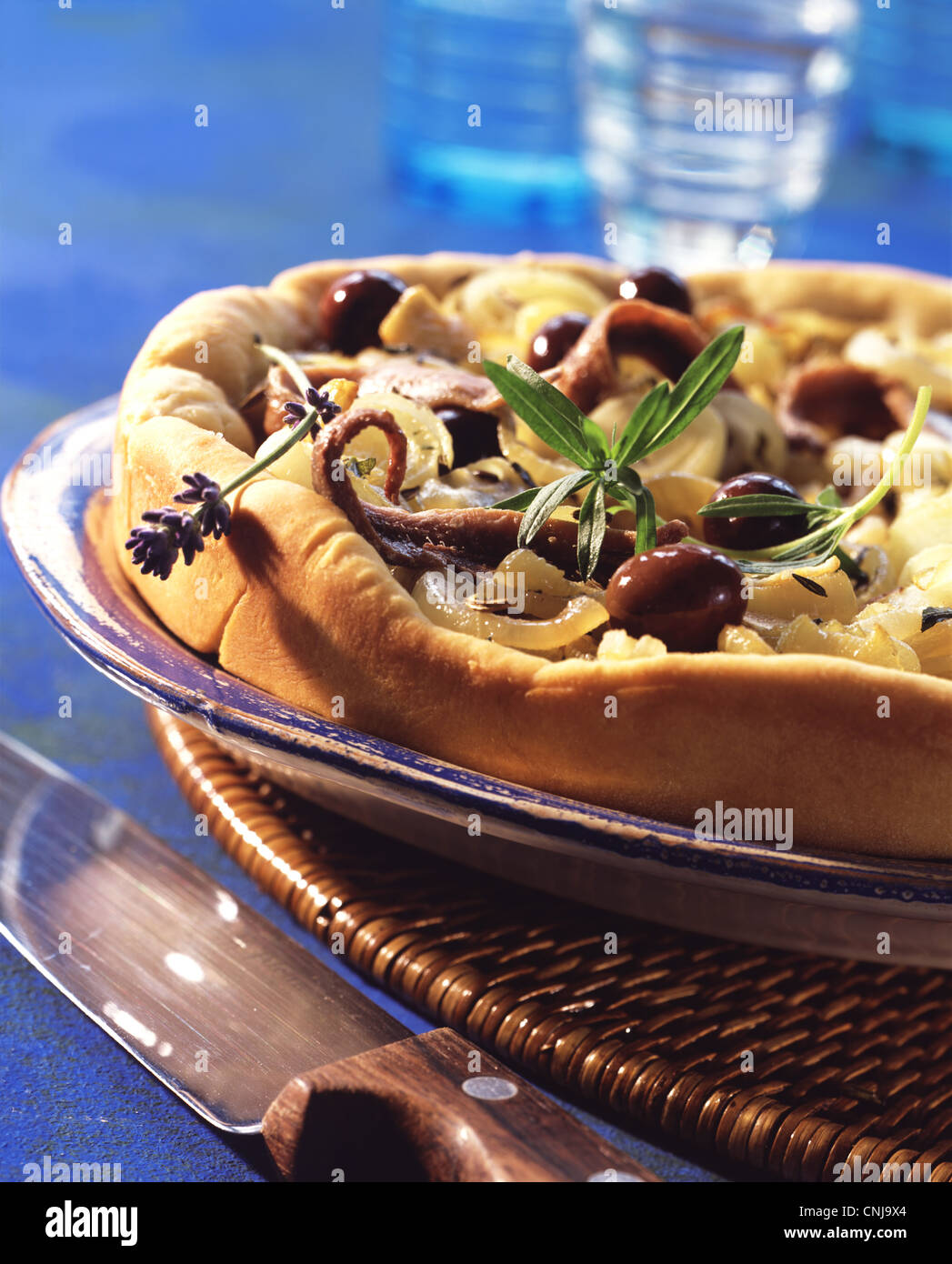 Onion tart with anchovy (Pissaladière Stock Photo Alamy