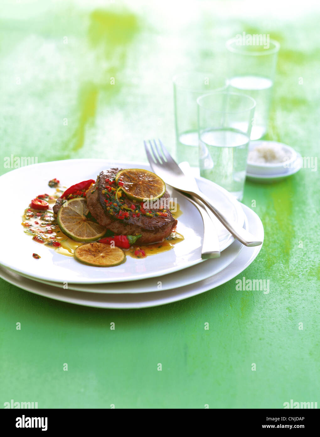 Vension filet steak with lime butter Stock Photo Alamy