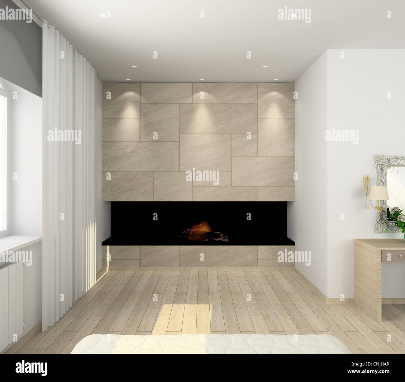 3d render fireplace marble hi-res stock photography and images - Alamy